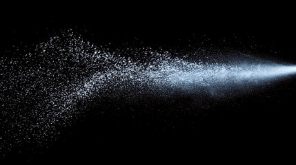 aerosol spray water, black background,