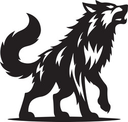 Wolf angry silhouette vector art illustration.