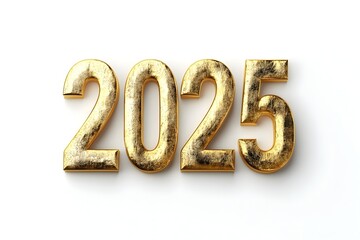 Elegant golden 2025 numbers in a metallic shiny and glowing typography design  This modern and minimalist background can be used for New Year s other festive events