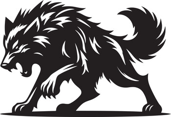 Wolf angry silhouette vector art illustration.