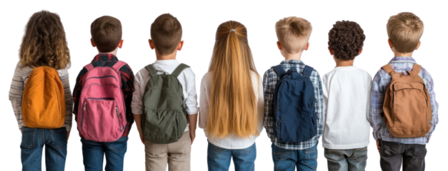 PNG Casual group of children background backpacks white.
