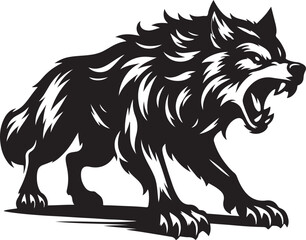 Wolf angry silhouette vector art illustration.