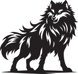 Wolf angry silhouette vector art illustration.