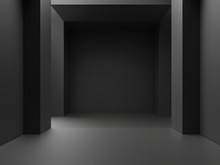 Minimalist black room with shadow