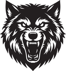 Wolf angry silhouette vector art illustration.