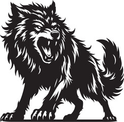Wolf angry silhouette vector art illustration.