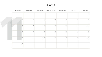 Monthly 2025 Calendar,