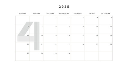 Monthly 2025 Calendar,