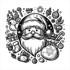 Christmas Silhouette Santa Clip Art Silhouette christmas isolated on white background 
