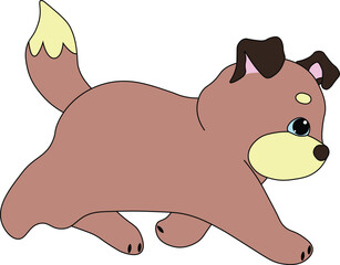 cute brown puppy running with head down, easy to edit, stock vector