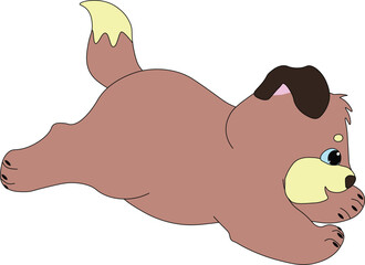 cute brown puppy running happily, easy to edit, stock vector