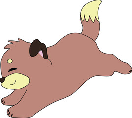 cute brown puppy happy running with closed eyes, easy to edit, stock vector