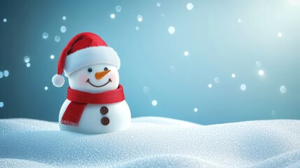 Fototapeta premium Smiling snowman in snow