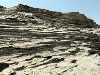Aeolian landforms. Aeolian deposits sand. Wind erosion deflation.