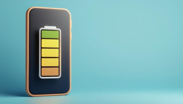 Smartphone battery icon on a blue background, indicating charge levels.