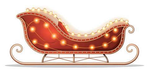 Obraz premium Flat Santa's Futuristic Sleigh Concept: Close-Up Illustration Featuring Sleek Design, Glowing Lights, and Intricate Details in Vector Style