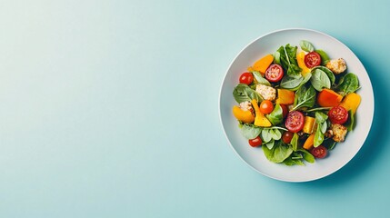 Fresh Vegetable Salad on a Light Background