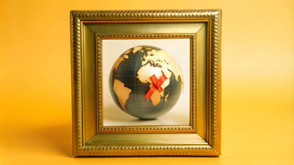 3D Holographic Globe Frame for Global Awareness - Design Concept for World AIDS Day with Ample Copy Space for Messages