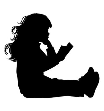 recommend clip art: Silhouette of Girl Reading a Book