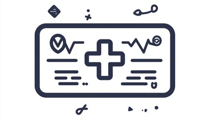 Obraz premium Health Card Icon with Medical Symbols and Design Elements