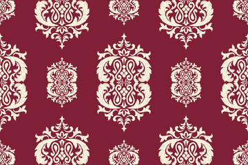 Ikat geometric folklore ornament. Oriental vector damask pattern. Ancient art of Arabesque. Tribal ethnic texture. Spanish motif on the carpet. Aztec style. Indian rug. Gypsy, Mexican embroidery.