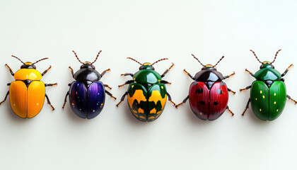 Explore a stunning array of colorful beetles showcasing brilliant hues and unique patterns. This visually captivating collection highlights nature?s artistry and diversity in the insect world.