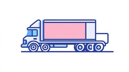 Fototapeta premium Line art illustration of a truck with a blank trailer