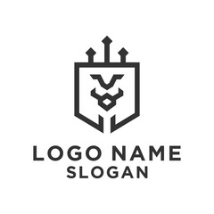 black lion head logo simple minimalist lines