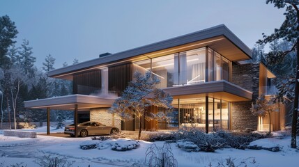 Modern Luxury Home in Winter Wonderland