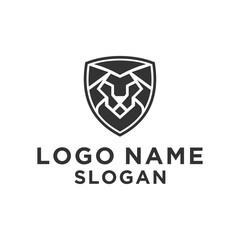 black lion head logo minimalist shield