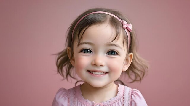 Aging Female With Light Hair Smiling Against a Pink Background Generative AI