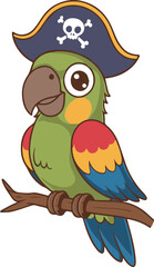 Cute colorful parrot illustration with white background