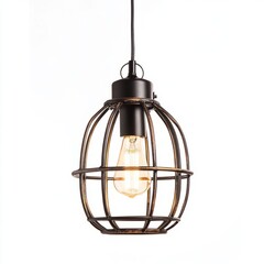 Cage Pendant Light front view full length isolate on white background