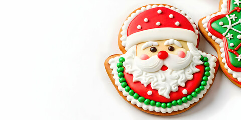 3D Santa's Futuristic Cookie Design Concept: Close-Up of Vibrant, Intricate Holiday Treats in Whimsical Patterns on Isolated White Background