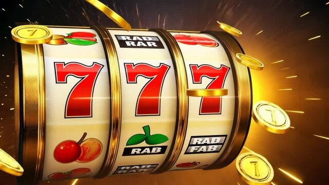 A lucky player hits the jackpot on a slot machine, landing three sevens