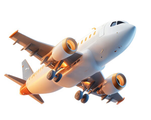 Obraz premium modern airplane flying in sky, isolated white background, transparent background.