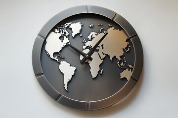 world map on a clock