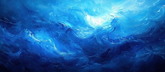 Abstract Blue Ocean Waves Painting