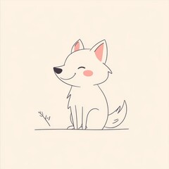 stickers with cute animals with different emotions. drawing of  animal on a light background front view.  autumn and winter drawings with animals. funny fox isolated on background