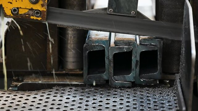 The process of cutting thick metal and steel parts with a hacksaw