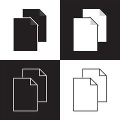 Duplicate document file icon symbol flat pictogram vector  illustration set, copy paste text doc simple silhouette shape button image. EPS 10 