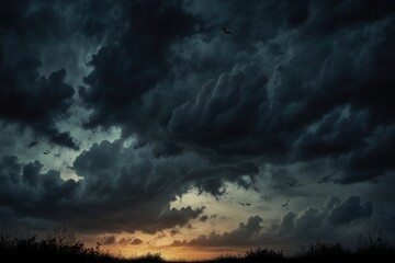 Obraz premium The moon on the dark sky among the clouds, natural abstract background. Halloween background, themed gloomy sky on the eve of Halloween