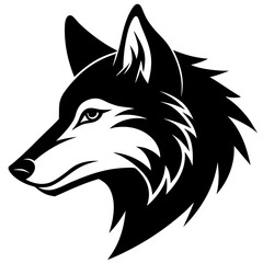 Minimal Wolf Head Side Vector Illustration for Modern Graphic Design Projects
