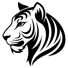 Stylish Minimalist Tiger Head Side View Vector Illustration for Graphic Designs

