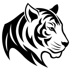 Vector Illustration of a Minimal Tiger Head Profile Art for Modern Decor
