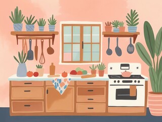 A Cozy Kitchen Illustration