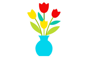 Vector illustration of a minimal and colorful bouquet of flowers with soft pastel tones
