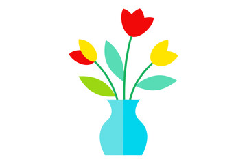 Minimal vector illustration of a colorful bouquet of flowers in a modern aesthetic style
