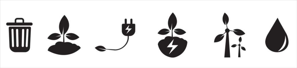 Environmental protection icon set. Environment protection icons vector illustration. Energy,ecosystem icons