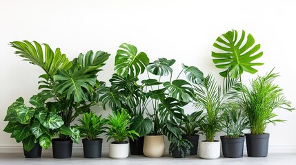 Obraz premium Lush Green Plants in Stylish Pots for Home Decor